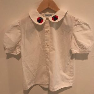 Girl hand embroidered button down shirt 4